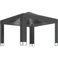 Syfax Cenador con doble techo y tira de luces LED antracita 3x3 m