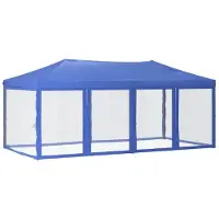 Syfax Carpa para fiestas plegable con paredes laterales azul 3x6 m
