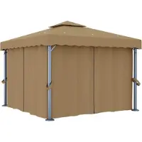 Syfax Cenador con cortina gris taupe aluminio 3x3 m