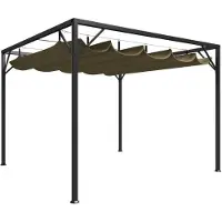 Syfax Cenador de jardín con techo retráctil gris taupe 3x3m 180 g/m²