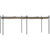 Syfax Pérgola con cubierta retráctil gris taupe 589x292x230 cm