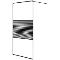 Syfax Mampara de ducha vidrio ESG transparente negro 100x195 cm