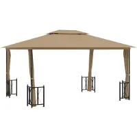 Syfax Cenador con paredes laterales y techos dobles gris taupe 3x4 m