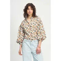 Pom Amsterdam Blouse - Poplin Leopard Lush White Talla: 34 | Manga Larga Outlet | Mujer | Blanco
