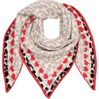 Zwillingsherz Chal camelo / ecru / rojo / negro
