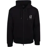 Armani Exchange para hombre. XM000371AF10818UC001 Sudadera con capucha y cremallera completa en algodón-poliéster elástico laminado negr