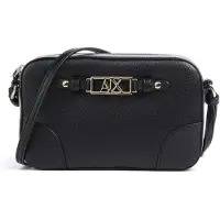 Armani Exchange para mujer. XW002612AF15632UC010 Bandolera con placa metálica frontal y correa ajustable negro (OSFA), Casual, Poliéster