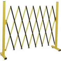 Mendler Barrera de seguridad Alu HWC-B34, valla con portón abatible, protección extensible, 103x28-200 cm amarillo y