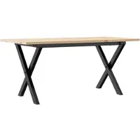 Syfax Mesa de centro marco X madera maciza pino y acero 100x50x45 cm