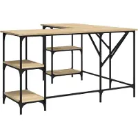 Syfax Escritorio madera de ingeniería roble Sonoma 139x139x75 cm