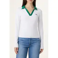 FILA Cerrione Slim Johnny Collar Top Bright White Talla: XS | Manga Larga Outlet | Mujer | Blanco