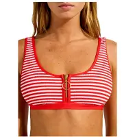Seafolly - Clubhouse Zip Front Tank Top - Parte superior de bikini size 44, fucsia/rojo