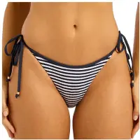 Seafolly - Clubhouse Tie Side Rio Pant - Parte inferior de bikini size 36, gris/azul
