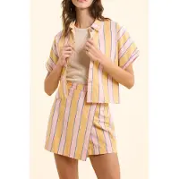 ICODE Yellow Striped Skort Yellow Talla: 36 | Mini Faldas Outlet | Mujer | Amarillo