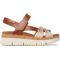 Pikolinos para mujer. W4N-0968C1 Sandalias de piel Palma marrón -Altura cuña 4.5cm- (36), 3 a 5cm, Velcro, Casual, outlet 2026.