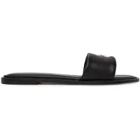 Calvin Klein Round Flat Sandal Leather Triple Black Talla: 39 | Chancletas Outlet | Mujer | Negro
