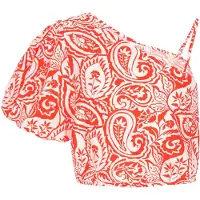 Usha Blusa 'Festival' rojo anaranjado / blanco