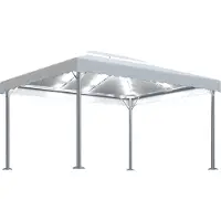 Syfax Cenador con tira de luces LED aluminio crema 400x300 cm