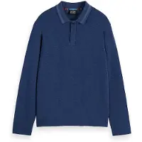 Scotch & Soda Structured Relaxed-fit Long-sleeved Polo Navy Talla: L | Manga Larga Outlet | Hombre | Azul