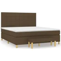 Syfax Cama con somier y colchón, color marrón oscuro, 160x200 cm, tapizada en tela