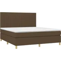 vidaXL Cama con somier y colchón de la marca , color marrón oscuro, dimensiones 160x200 cm, tapizada en tela