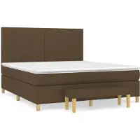vidaXL Cama con somier y colchón de la marca , color marrón oscuro, dimensiones 160x200 cm, tapizada en tela