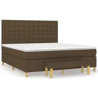 Syfax Cama box spring con colchón tela marrón oscuro 160x200 cm
