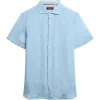 Superdry para hombre. M4010937A Camisa de manga corta de lino Vacation azul (XL), Casual, outlet 2026.