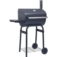 vidaXL Parrilla de carbón tipo ahumador con estante inferior, color negro