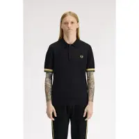 Fred perry para hombre. K2323 Polo Contraste negro, dorado (XL), Casual, Algodón, Manga corta, outlet 2026.