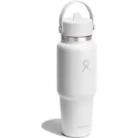 Hydroflask - Wide Flex Straw Travel Bottle - Botella size 946 ml, blanco/gris
