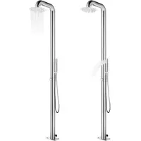 vidaXL Ducha de jardín con base gris de 230 cm, acero inoxidable