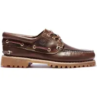 Timberland para hombre. TB0300032141 Náuticos de piel Authentics 3 Eye Classic Lug marrón (44), Plano, Cordones, Casual, outlet 2