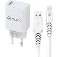 Muvit Paquete Transformador Usb Y Cable Lightning 1.2m 2.4a 2.4a 12w