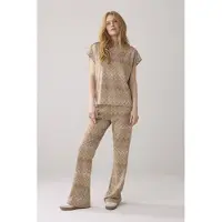 Summum Woman Cap Sleeve Top Zig Zag Jacquard Soft Camel Talla: XL | Camisetas de Tirantes Outlet | Mujer | Marrón