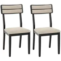 Costway , juego de 2 sillas de comedor, sillas de cocina con respaldo alto, patas de madera de caucho, acolchado suave, sillas para comedor (beige + )