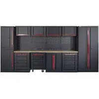 HBM Sistema de taller modular experto, 17 piezas, negro rojo