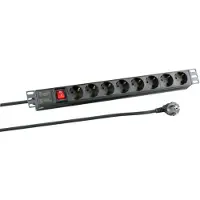 Efbe-Schott EFB Elektronik - Barra de enchufes (para montaje en rack) - Corriente alterna 250 V - Entrada: CEE 7/7 - Conexiones de salida: 8 (CEE 7/3)