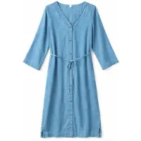 Mazine - Women's V-Neck Tencel Midi Dress - Falda size L, azul