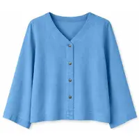 Mazine - Women's V-Neck Tencel Blouse - Blusa size XL, azul