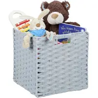 Relaxdays Cesta de almacenamiento , cesta cuadrada de polipropileno para baño y habitación infantil, cesta trenzada para estantería, 31x32x30 cm, color gris
