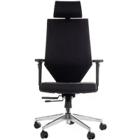 Stema Silla de oficina giratoria ergonómica ZN-805-C, reposabrazos ajustables, reposacabezas, base de aluminio, asiento deslizante (hacia adelante y hacia atrás), negro