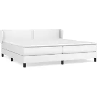 Syfax Cama box spring con colchón cuero sintético blanco 200x200 cm