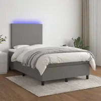 Prolenta Maison Exclusive: Base de cama con somier, colchón y luces LED, color gris oscuro, 120x200 cm, material: textil