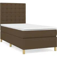 Syfax Cama box spring con colchón tela marrón oscuro 90x190 cm