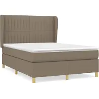Syfax Cama box spring con colchón tela gris taupe 140x200 cm
