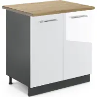Vicco Armario bajo para fregadero Fame-Line Blanco alto brillo 80 cm , ET Roble, Model 46688