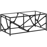 Syfax Mesa de centro de acero y tapa vidrio transparente 98,5x50x41cm