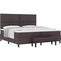 Syfax Cama tipo Box Spring Marrón Oscuro 200 x 200 cm tela