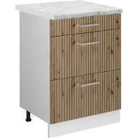Vicco Mueble bajo de cocina R-Line Roble artesanal 60 cm con cajones y encimera, Model 49176